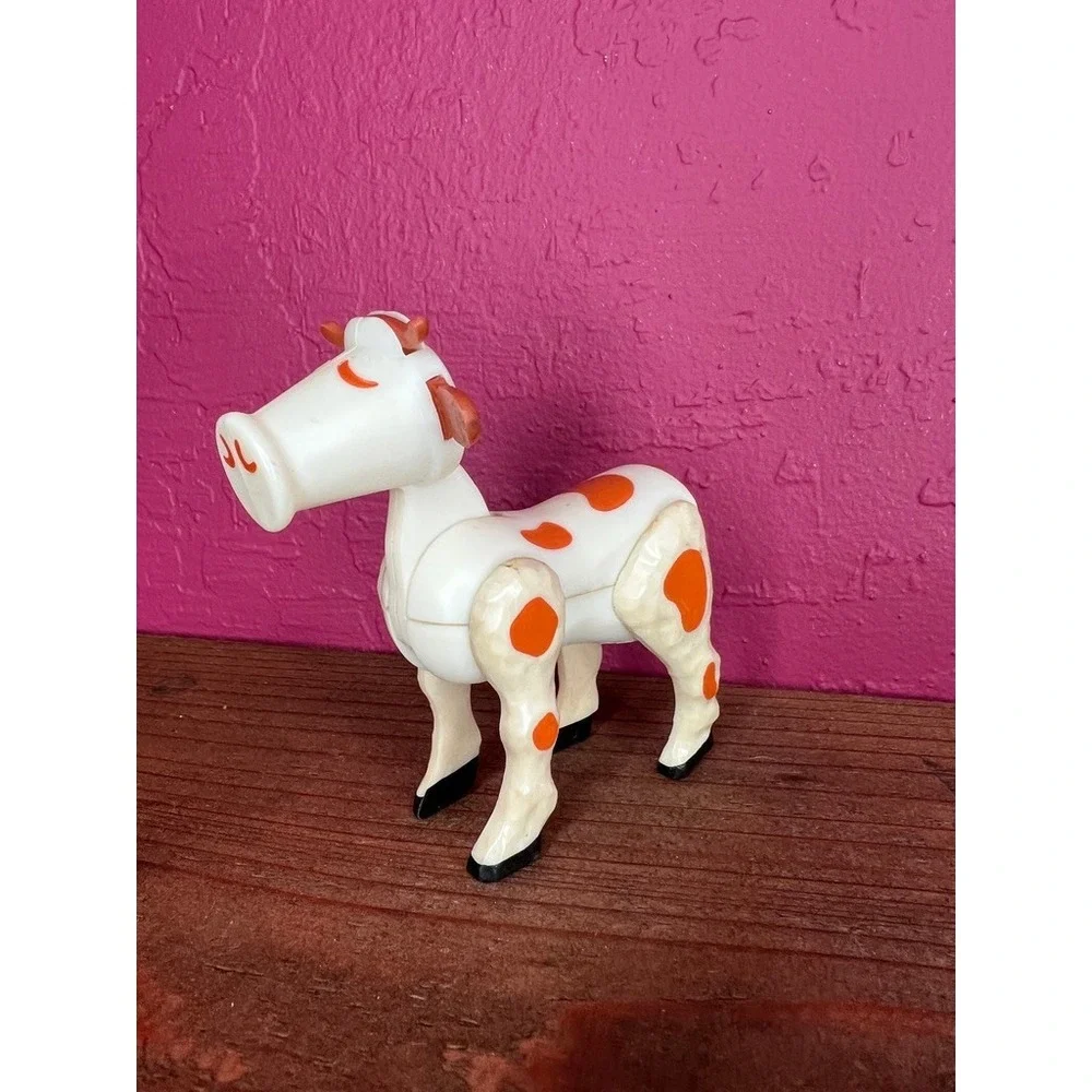Little People Cow Vintage Fisher Price #915 Farm, White Hex Screw Cow, 1972-1974